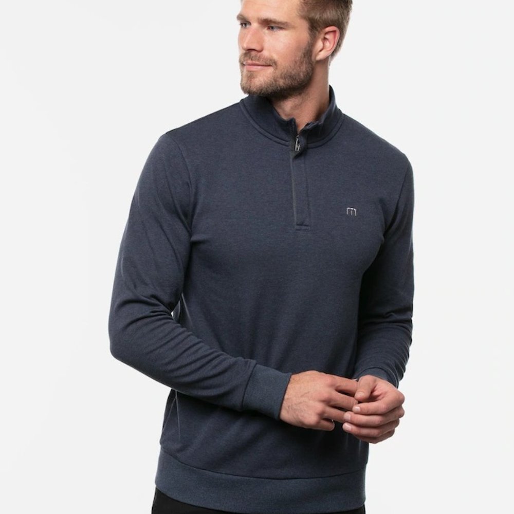 NWT Travis Mathew Cloud Quarter Zip 2.0 soft fleece pullover blue travismathew